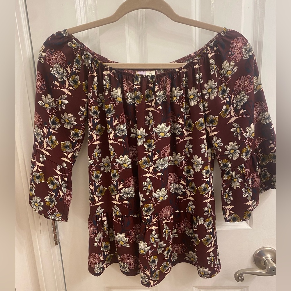 Patterned Off the Shoulder Blouse